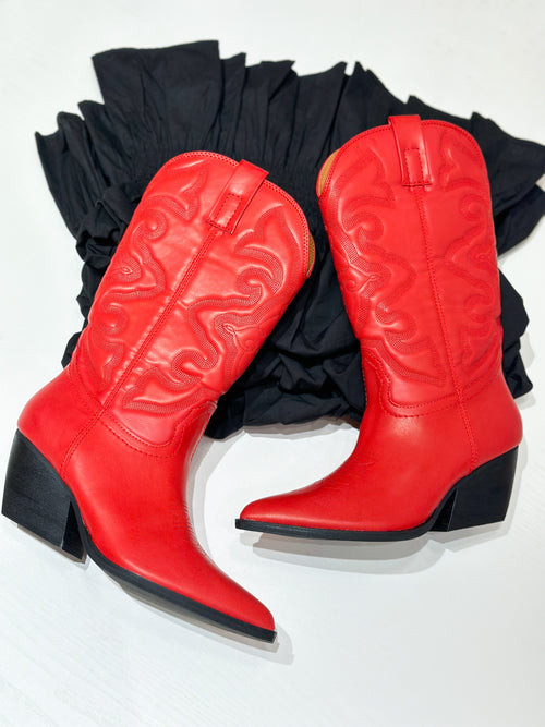 Maxi Red Western Tall Boots