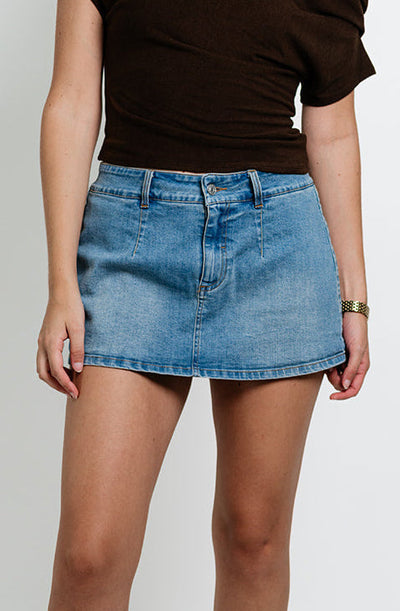 mini denim skort