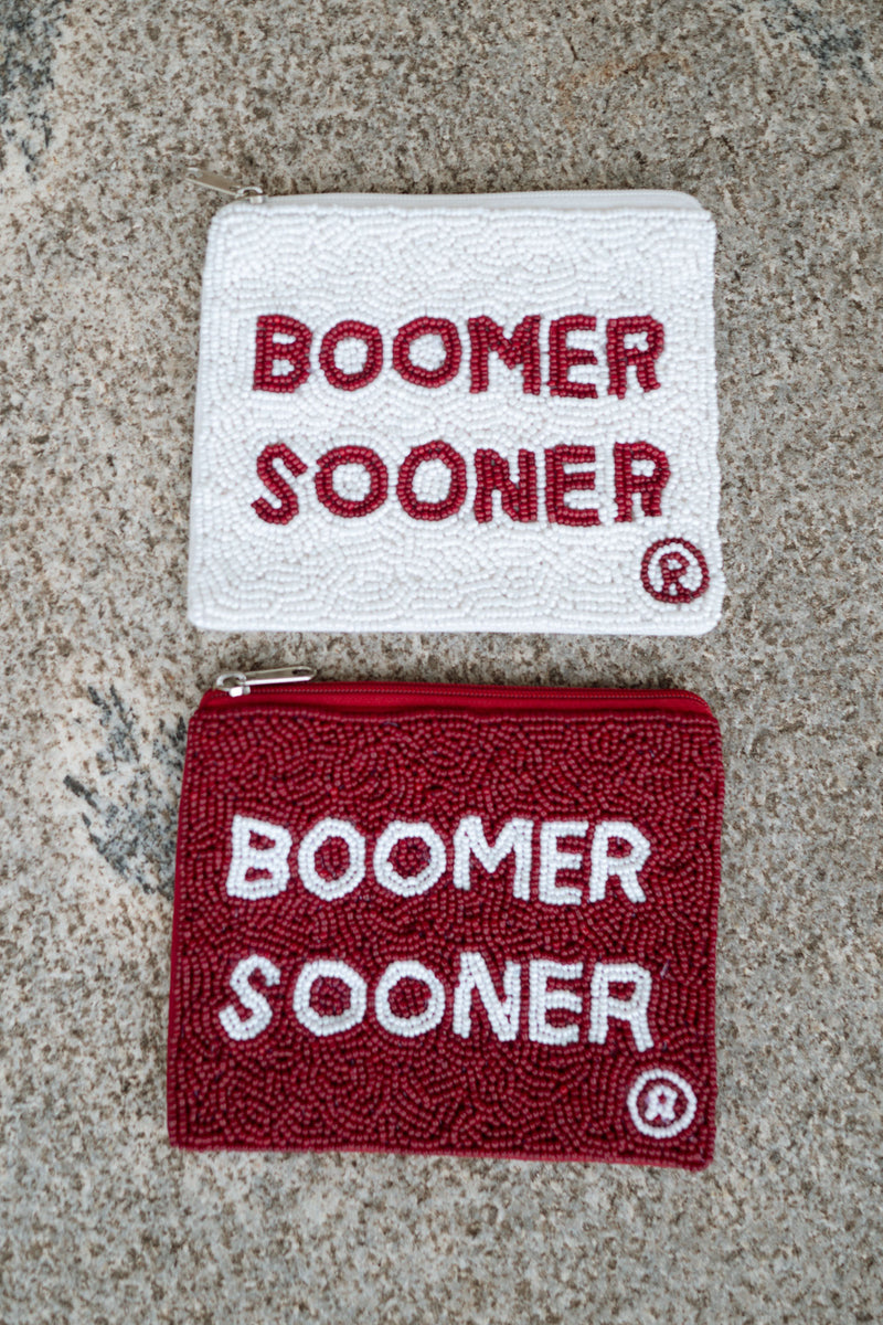 Boomer Sooner Beaded Pouch - White