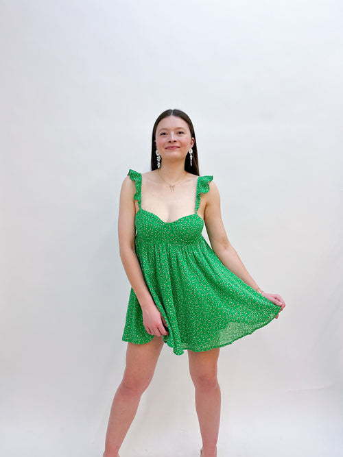 Farah A-Line Mini Dress- Green