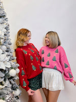 All Over Christmas Tree Sweater - Red