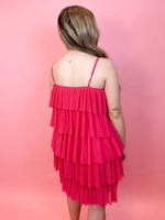 Loretta Ruffle Tulle Dress- Pink