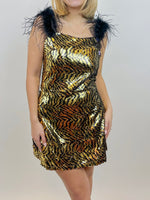 [Queen of Sparkles] Bubbly Tiger Sequin Tank Dress