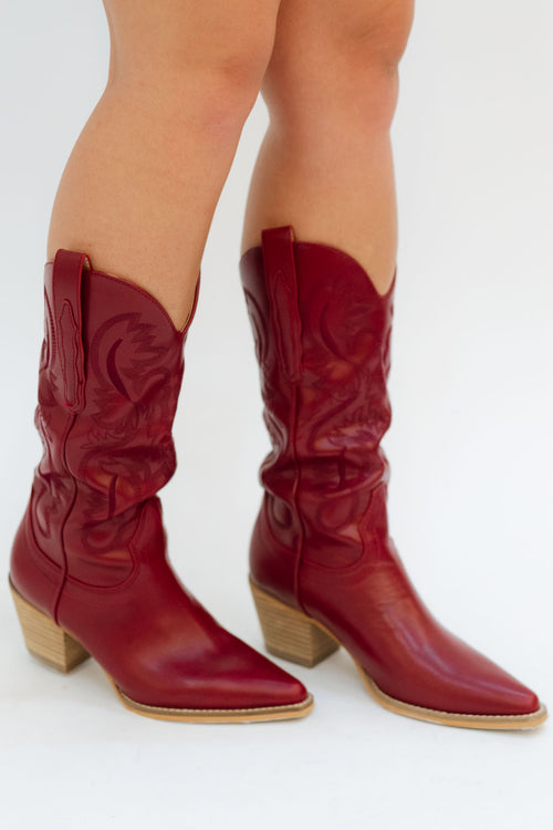 Dark wine red crimson western boots 