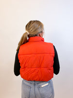 Cropped Puffer Vest - Tomato