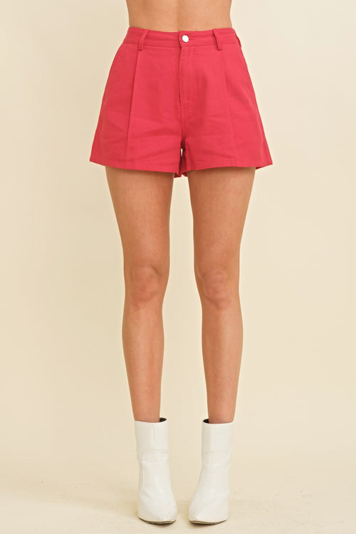 mid waist red shorts , cute