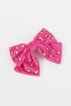 Large Corduroy Hair Clip Bow - Pink