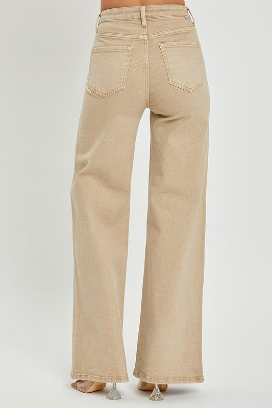 Beverly High Rise Wide Pants - Khaki