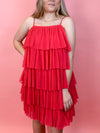 Loretta Ruffle Tulle Dress- Pink