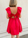 Julia Ruffle Poplin Mini Dress - Red