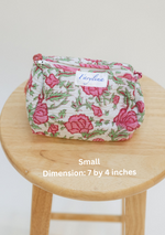 pink floral travel make up bag