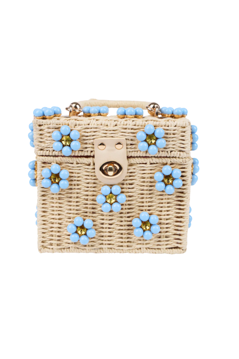 Daisy Wicker Bag -  Feelin Blue