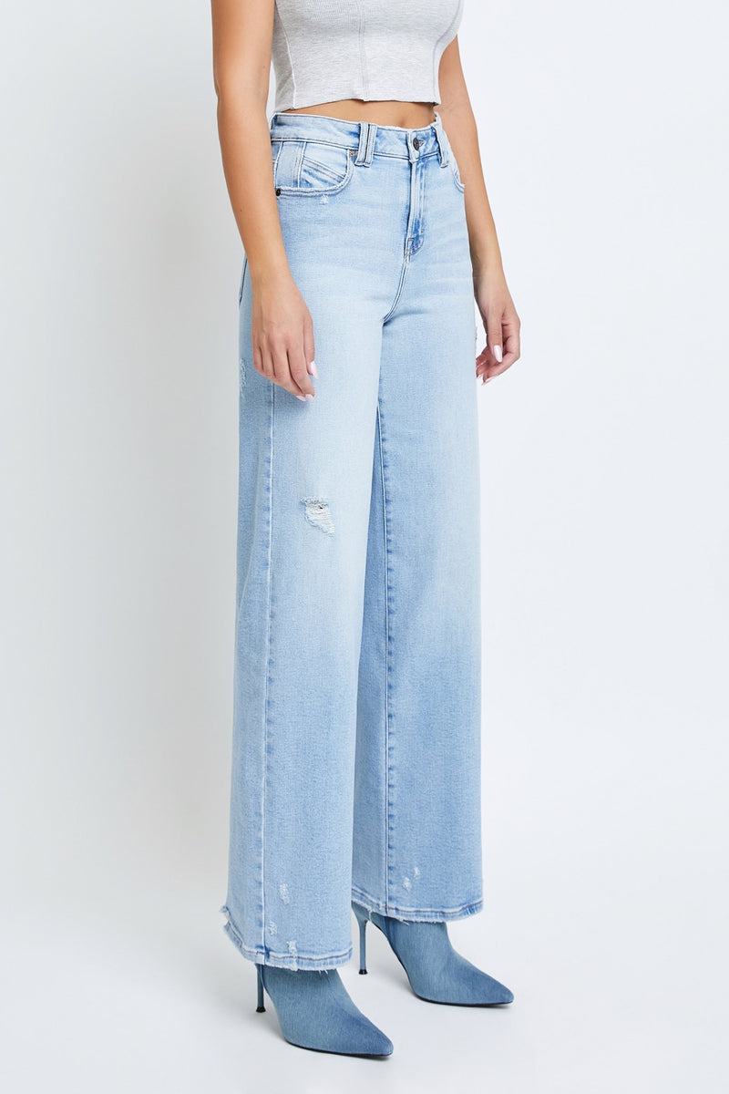 NORI Distressed Wide Leg Jeans