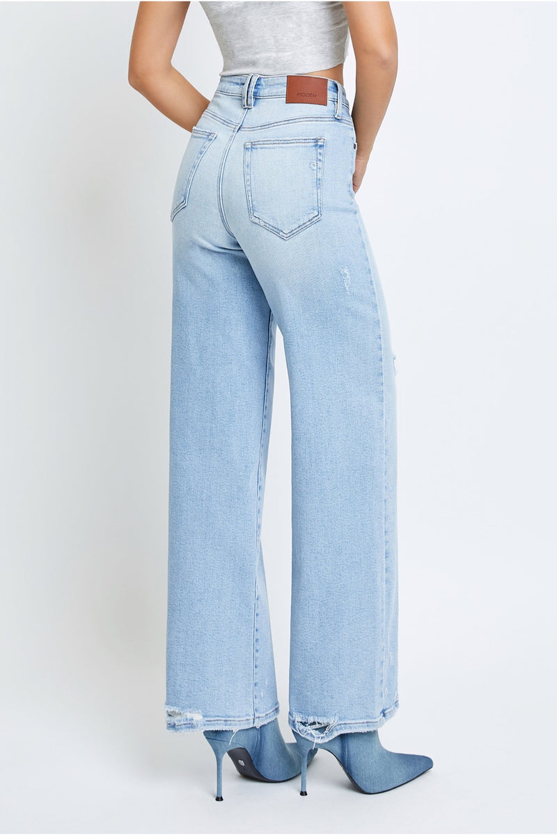 NORI Distressed Wide Leg Jeans