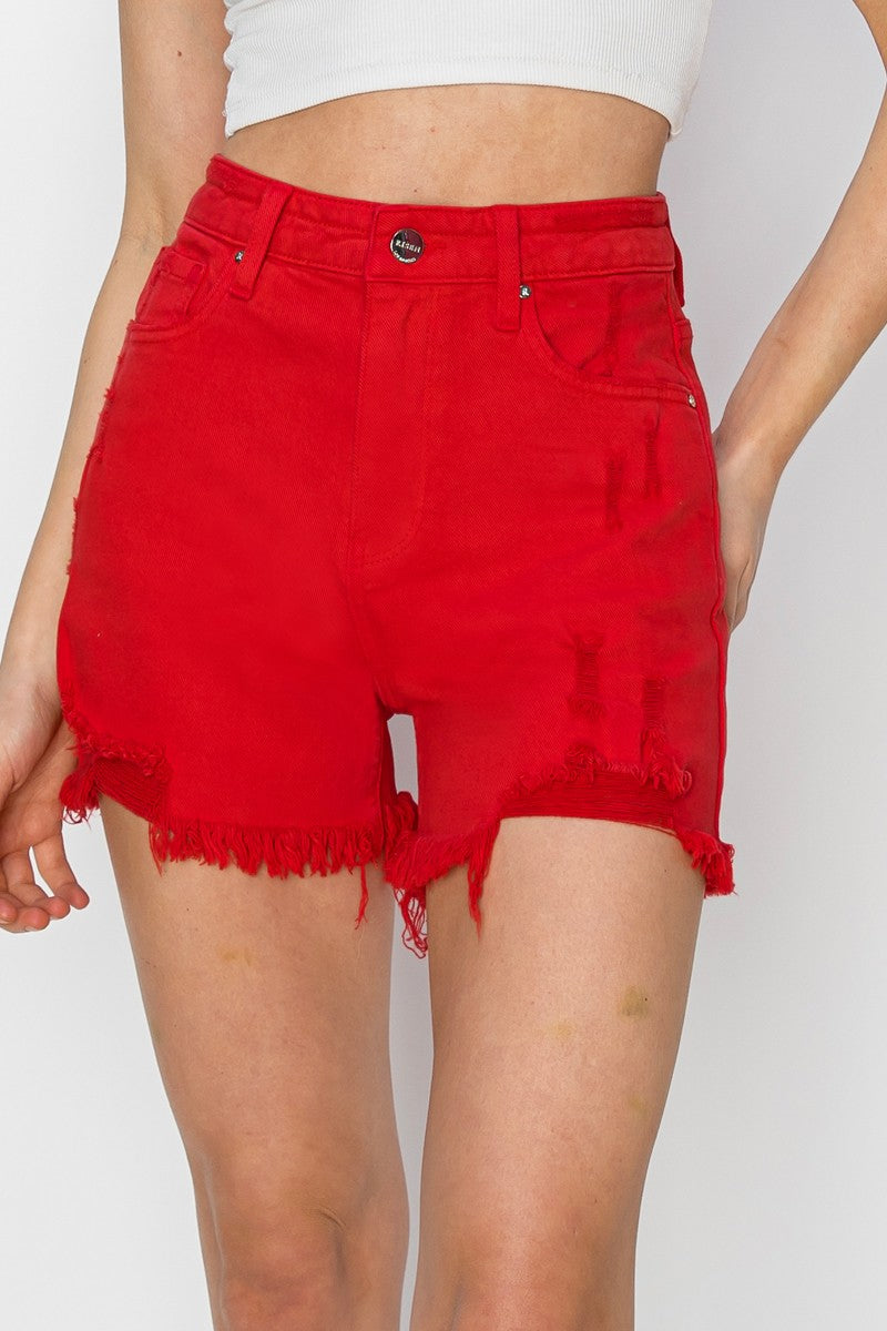 Lioness Red Denim Shorts