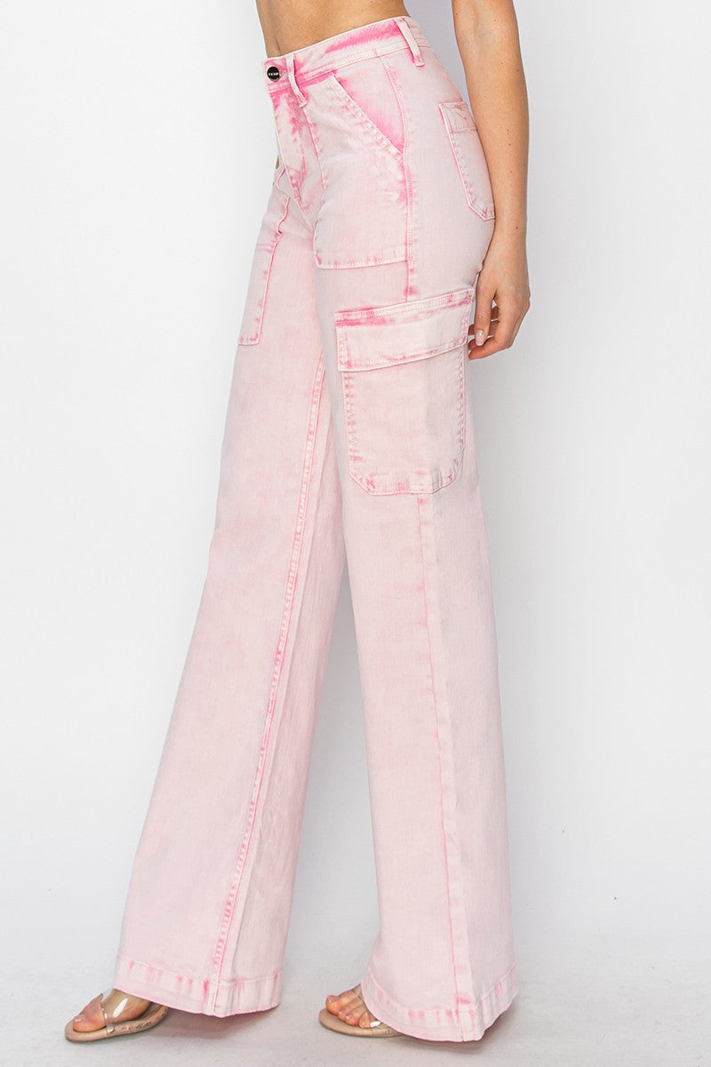 pink acid wash high rise straight leg jean denim jeans