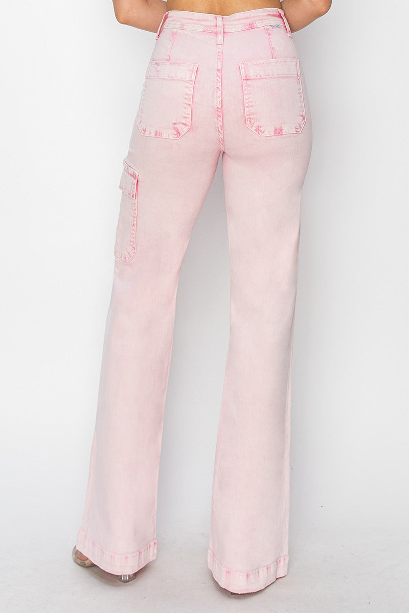 cargo pocket pink denim pants pant bottoms bottom