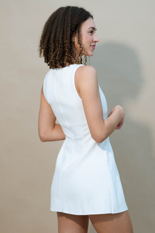 white mini women dress