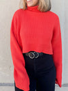 Miko Turtle Neck Cropped Sweater - Orange