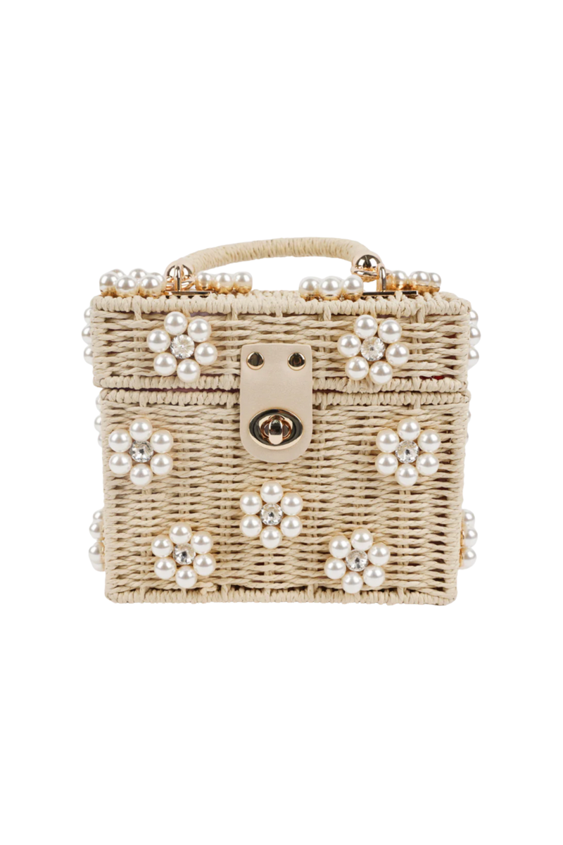 Daisy Wicker Bag - Pretty in Pearls