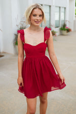 Talia Ruffle Strap Red Dress