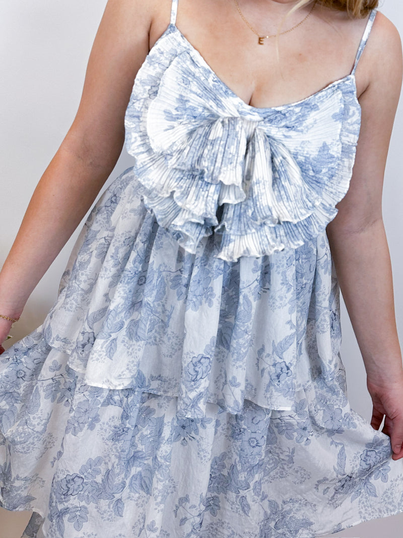 Katie Tiered Midi Dress- Blue Multi