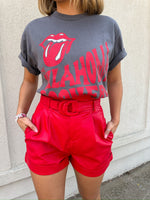 Laylee Faux Leather Belt Shorts - Red