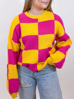 Taylor Duo Checkered Sweater - Mustard