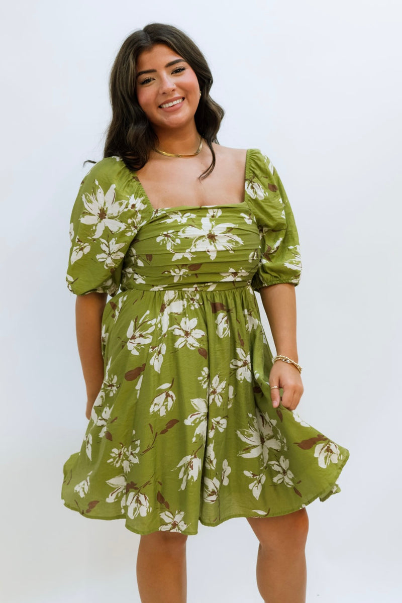 square neck floral dress