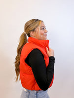 Cropped Puffer Vest - Tomato