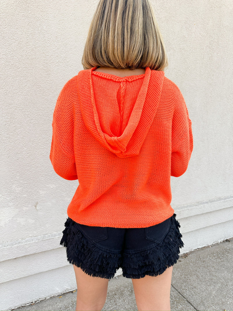 Luisa Soft Knit Hoodie - Orange