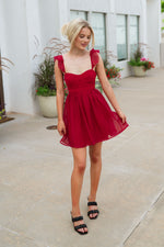 Talia Ruffle Strap Red Dress