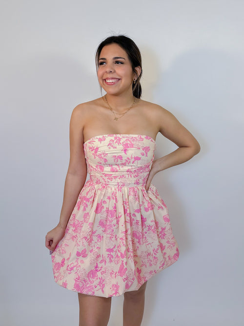 Norma Strapless Dress - Floral
