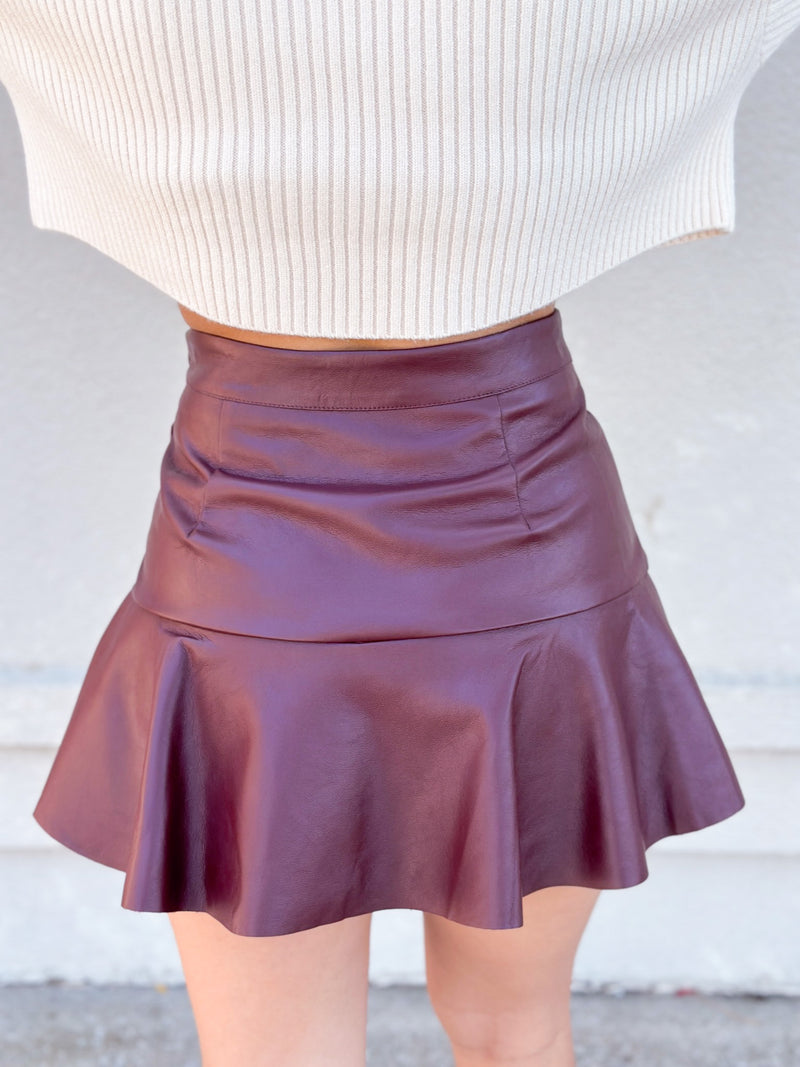Yvette Ruffle Mini Skort- Wine