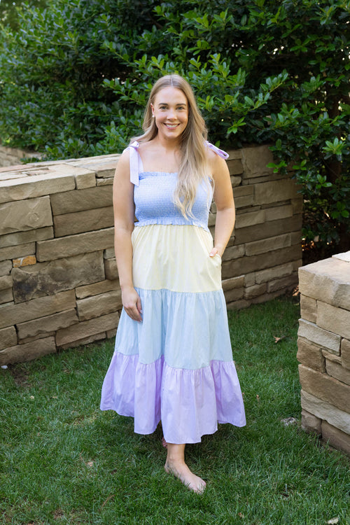 color block pastel summer dress