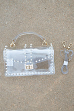 Clear crossbody pearl stadium bag for game day