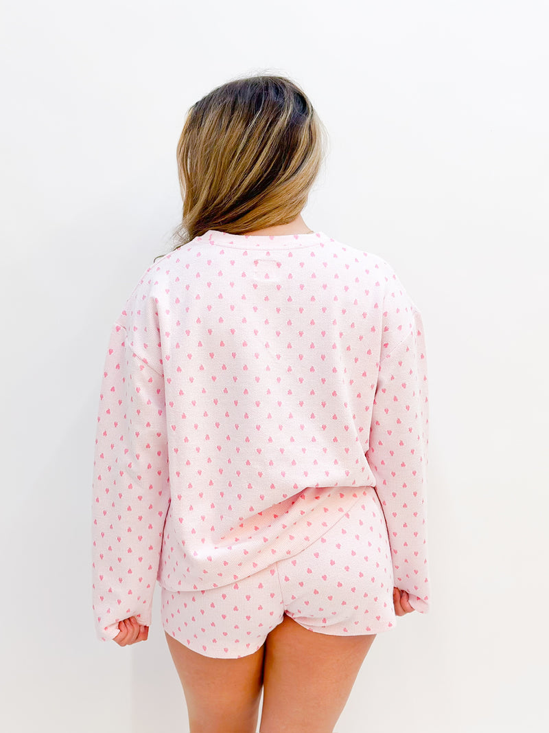 light pink  heart sleep set 