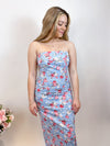Nisha Floral Tube Dress- Blue