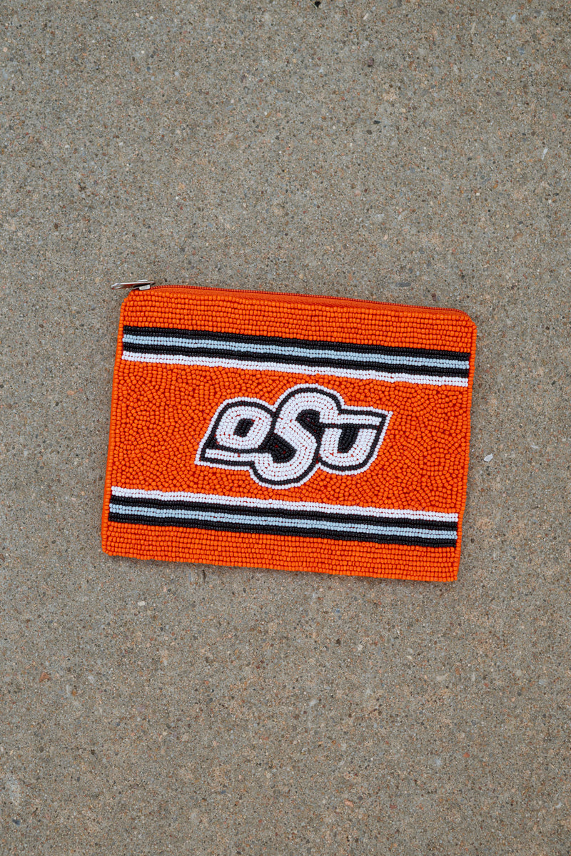 Orange osu go pokes beaded coin pouch game day accessories for clear stadium bag 