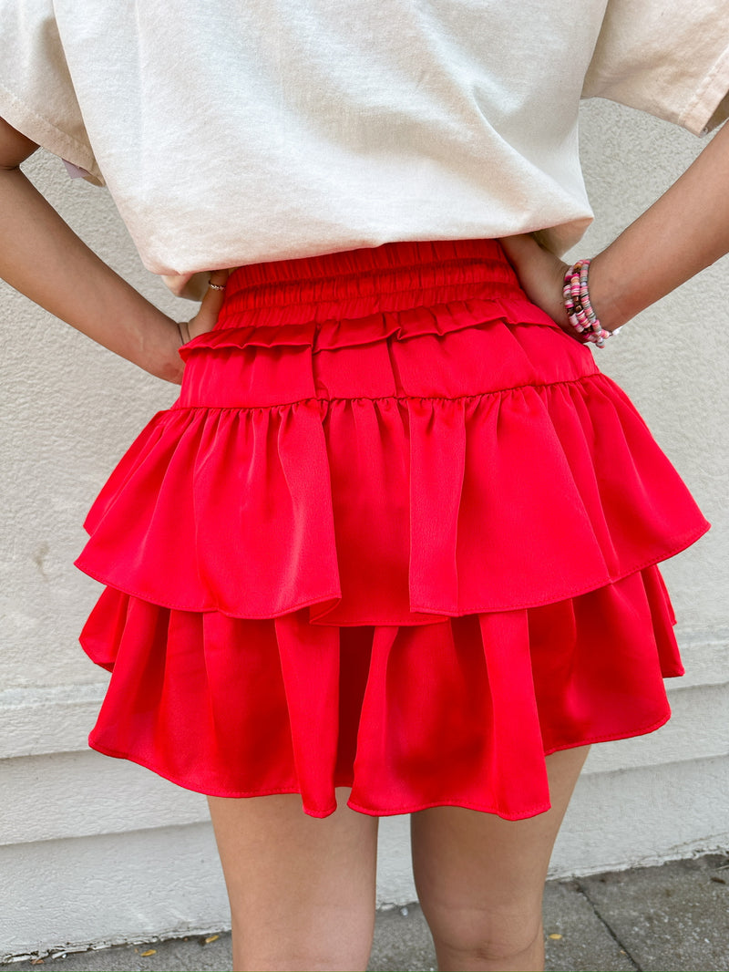 Scarlet Ruffle Skort - Red