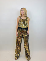 [Queen of Sparkles] Gold & Black Sequin Tiger Pant