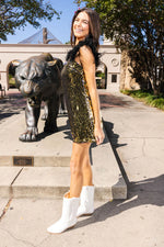 [Queen of Sparkles] Bubbly Tiger Sequin Tank Dress