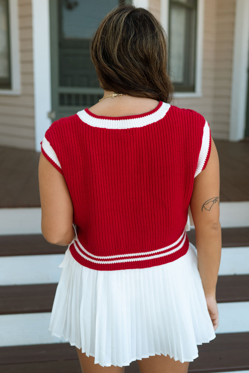 Serena Sweater Vest - Red