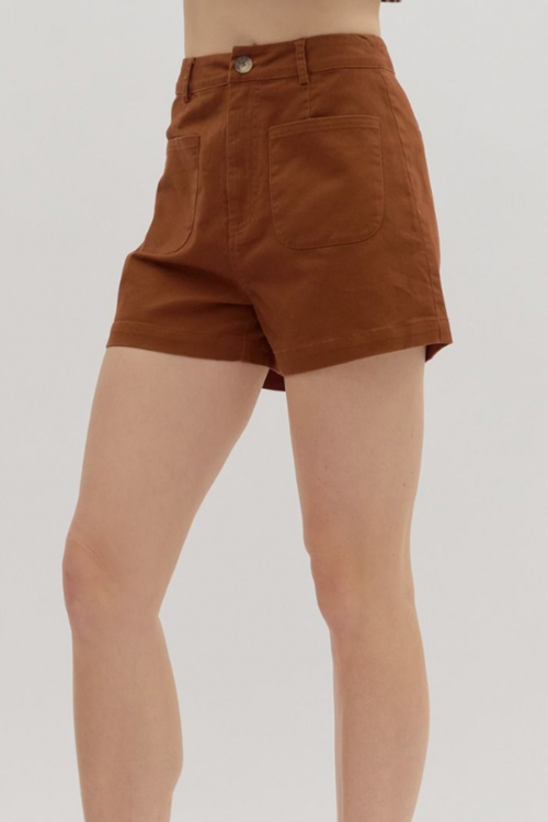 Autumn earth tone tailored shorts
