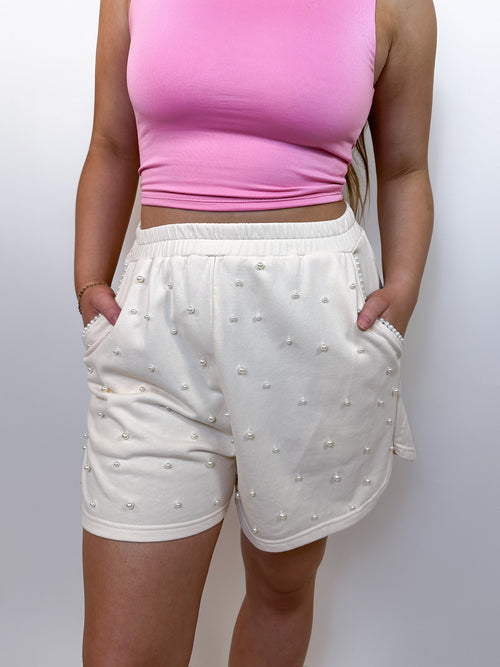 Steph Soft Pearl Shorts- Cream