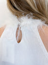 Tori High Neck Feather Top- White