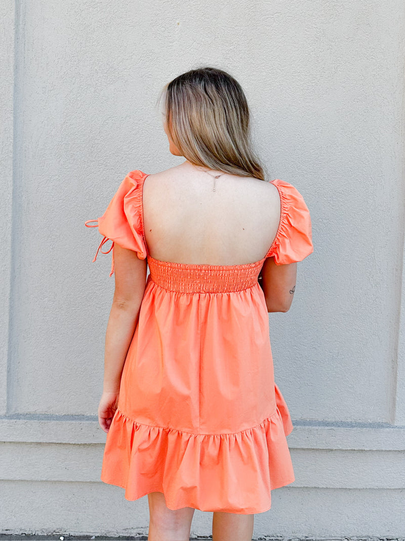 Sunset Solid Dress- Apricot