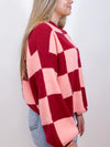 Taylor Duo Checkered Sweater - Peach