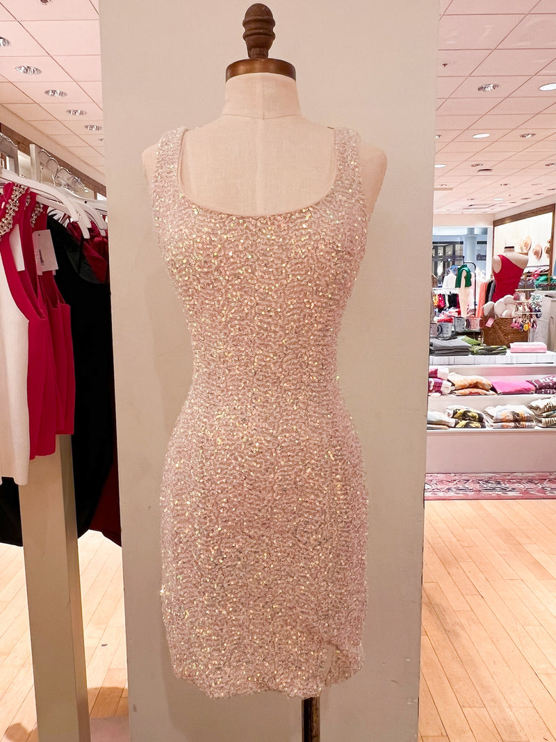 Sequin Sleeveless Mini Dress - Peach