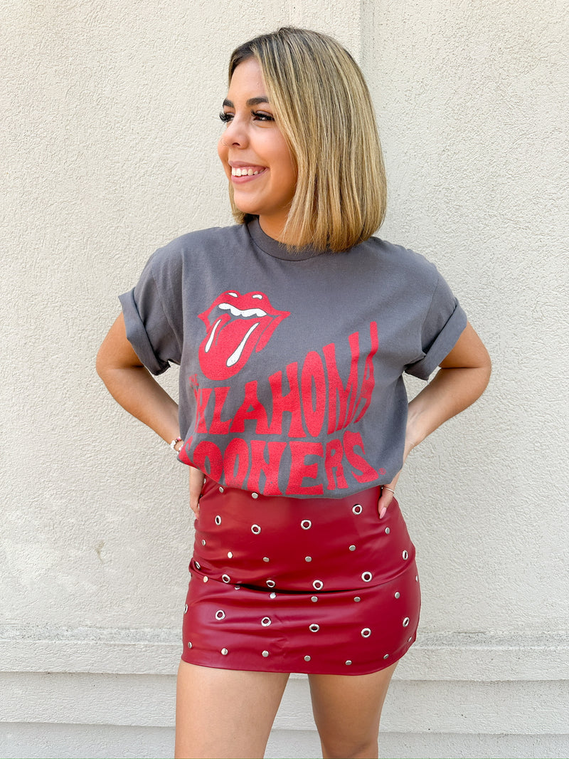 Astra Studded Faux Skirt - Maroon